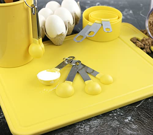 Reston Lloyd 8pc Measuring Cups & Spoons for Dry & Liquid Ingredients, Food Grade Plastic with Stainless Steel Handles, Lemon - color: Lemon