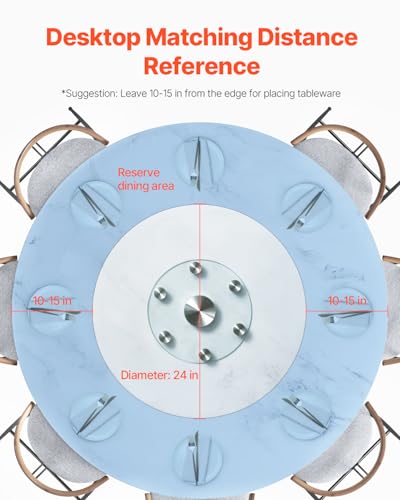 VEVOR 30 in Glass Lazy Susan Turntable, Tempered Glass Dining Table Centerpiece with 6 Rotating Wheels, 360° Smooth and Silent Spin Tabletop Rotating Tray, for Family Gatherings, Banquets & Weddings - size: 30.24 x 30.24 x 1.50 in