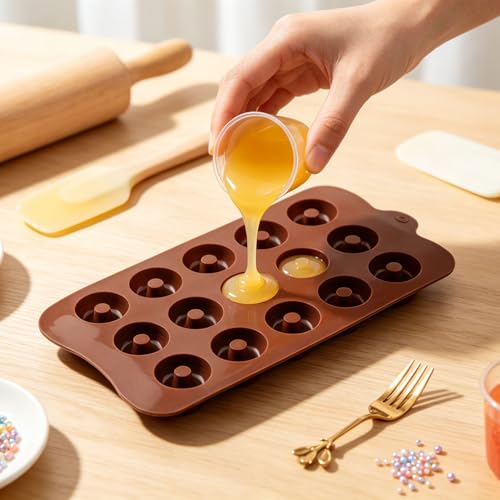 15 Cavity Donut Shaped Silicone Candy Molds Set Of 2
