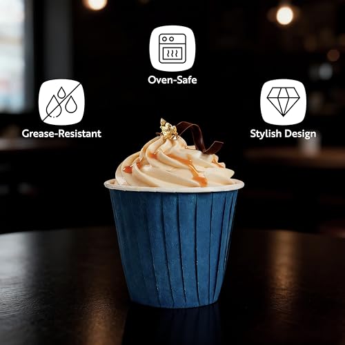 Restaurantware 4 oz Round Midnight Blue Paper Tall Baking Cup, 200 Pack - color: Midnight Blue, size: Tall