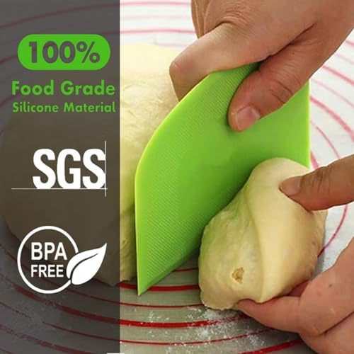 SURDOCA Dough Scraper Bench Scraper - 3P 7.1x4.9" Plastic Flexible Bowl Scraper, Sharp Edge & Angles Cake Scraper. Non-Slip Bakeware Decorating Tools Sculpting & Modeling Tools - Blue+Green+Blue - color: Blue+Green+Blue, size: 18x12.5cm/7.1x4.9''