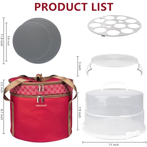 12 Inch Cake carrier Container with Lid and Handles Includes Insulated Bag for Safe Transportation of Buttercream Doesn't Melt Easy for Cakes, Pies and Cupcakes (Red) - color: Red