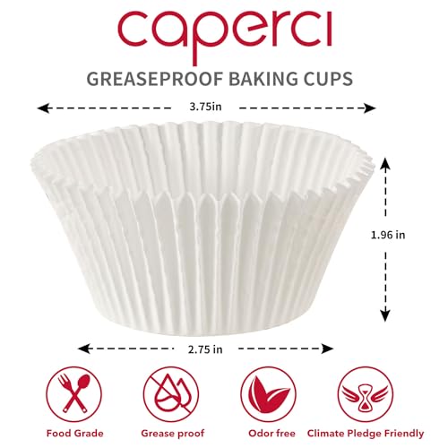 Caperci 300-Count Jumbo Cupcake Liners White Paper Large Muffin Baking Cups - color: White