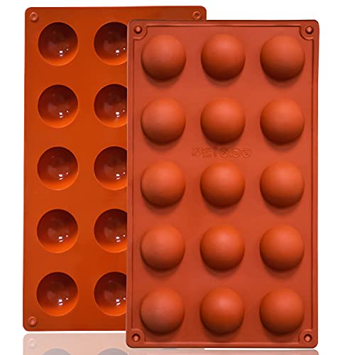 Lerykin Small 15-Cavity Semi Sphere Silicone Molds Non-Stick,2 Packs Half Sphere Silicone Baking Molds for Making Jelly, Chocolates and Cake - color: 15-Cavity Small (2 Pack)