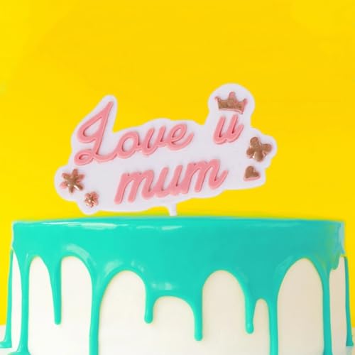 2 Pcs Mothers Day Fondant Mold, Pink I Love Mom Silicone Resin Mole，Silicone Molds Baking Tool for Candy Cake Polymer Clay Making,Mothers Day Birthday Gift Making Party Supplies