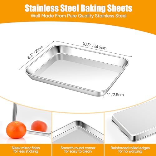 Homikit 1 Pack 10 x 8 Inches Small Stainless Steel Baking Sheet, Non Toxic - size: 10x8x1