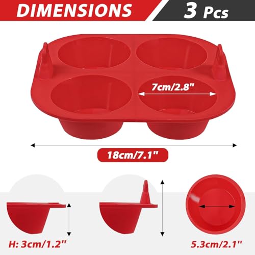 Webake 3PCS Silicone Air Fryer Muffin Pan for Baking 4 Cavity Air Fryer Egg Bites Silicone Mold, Nonstick BPA Free Muffin Tins - size: Muffin