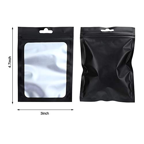 Boao 100 Pcs Resealable Foil Food Storage Bags,3 x 4.7 Inch,Black - color: Black, size: 3 x 4.7 Inch