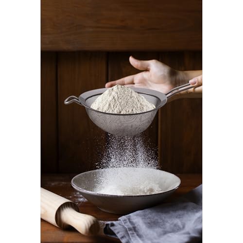 HIC Kitchen Fine Double Mesh Strainer, 18/8 Stainless Steel, Set of 2, Includes 5-Inch and 7-Inch Strainer - size: Double Mesh, Set/2 (5, 7-Inch)