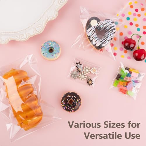 5x7 Clear Cookie Bags With Seal - 100 Pack Self Sealing Cellophane Bags - size: 5x7 Inch