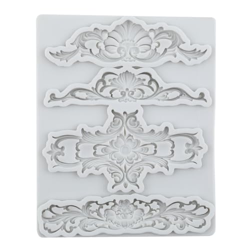 Baroque Curlicues Scroll Lace Fondant Silicone Mold Set of 4 - color: Style F