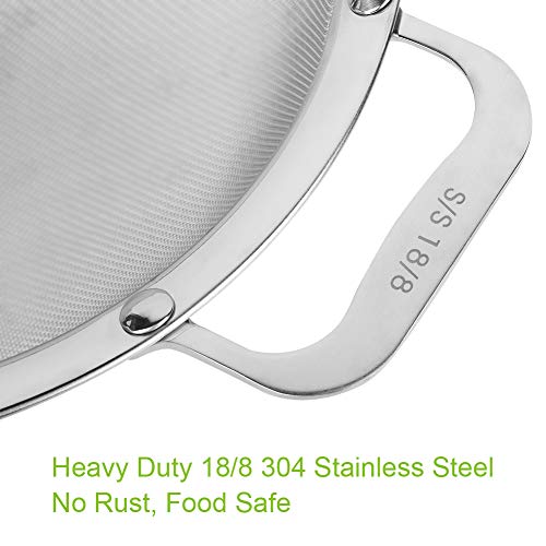 9" Large Fine Mesh Strainer, Stainless Steel 18/8 Extra Fine Mesh Quinoa Sieve, with Solid Sturdy Handle, Flour Filter with Wider Hook - size: 1 Pc. - 9"