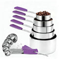 Bopei 10-Pcs Stainless Steel Measuring Cups & Spoons Set, Purple Handles - color: Purple