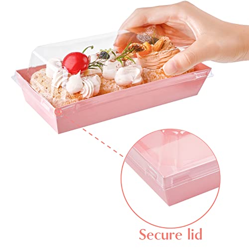 Ocmoiy Charcuterie Boxes with Clear Lids, 7.5x3.3 Inches, 50 Pack, Pink - color: Pink