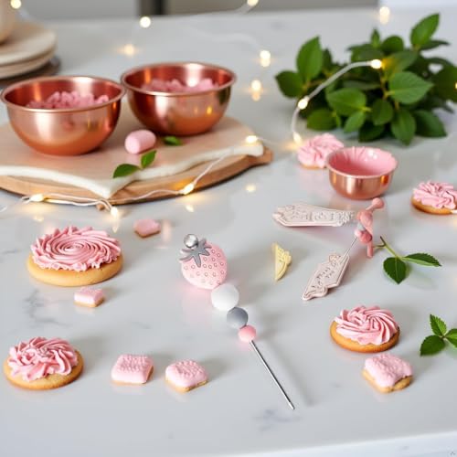 1pc Pink Professional Pastry Scriber Needle,Cookie Biscuit Scriber Needle Strawberry Sugarcraft Needle Sugar Stir Tool For Professional Pastries Bakeware