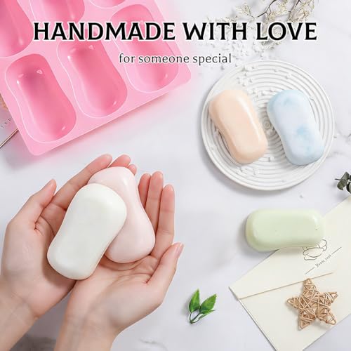 SJ Classic Soap Mold Set, 2-Pack 6-Cavity Silicone Soap Molds - color: Pink / Classic Oval