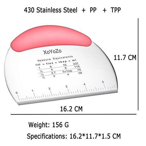 1 pcs Dough Pastry Scraper Chopper/Stainless Steel Dough Scraper Cutter with Ergonomic Rubber Non-Slip Grip/Dough Scraper Cutter/Pro Pastry Pizza Cutter Chopper (Pink) - color: Pink