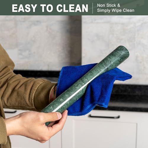 Natural Marble Rolling Pin for Baking, 12inch French Heavy Dough Roller - color: 12"x1.5"-Green