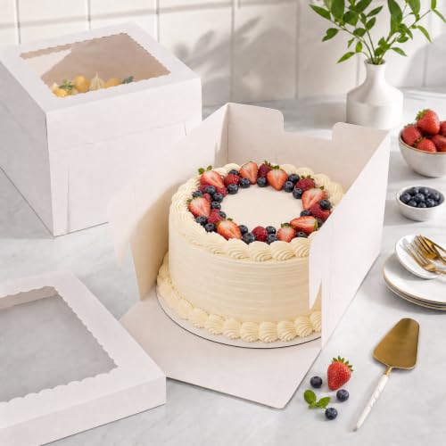 VGOODALL 2 PCS Cake Boxes, 10x10x8 Inch Cake Containers with Window