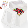 RICCLE 15pcs Cake Boxes, 8x8x8 Inches Tall Cake Box with Window, Large White Bakery Boxes, Baking Boxes, Square Cardboard Cake Box for Multi-Layer Cakes, Cake Decorating Supplies, Valentines Day - size: 15 PCS - 8×8×8