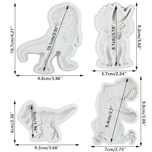 Dinosaur Silicone Molds Tyrannosaurus Rex Fondant Mold Set of 4 - color: Style K