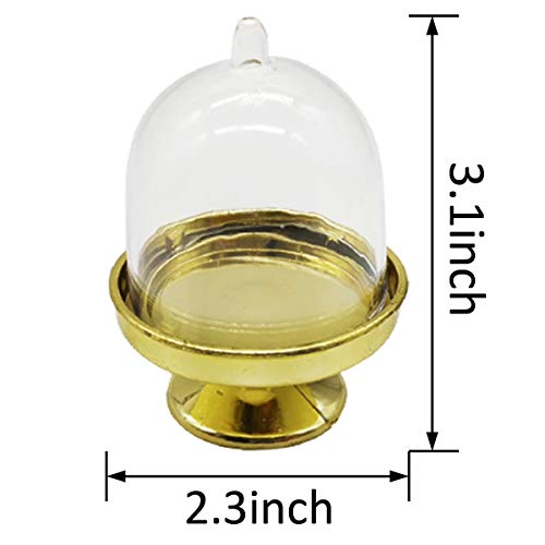12PCS Mini Cupcake Stand, Tiny Cake Dome with Clear Plastic For Chocolate, Cheese, Coconut Macaroons, Rum Balls, Candies & More! - color: Gold
