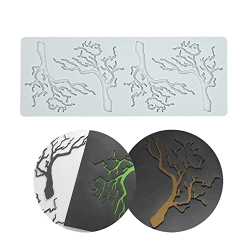 Silicone Mold Hollow Love Heart Shape Tree Leaf Lace Molds Chocolate Candy Fondant Mold 3D Tree Branch Leaves Cake Fondant Silicone Mold Clay Mould for Cupcake Top Sugar Craft (B_8.12x3.2x0.12inch) - size: B_8.12x3.2x0.12inch