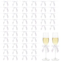 White Satin Pre-Tied Twist Tie Bows, 50 Pack for Treat Bags - color: White