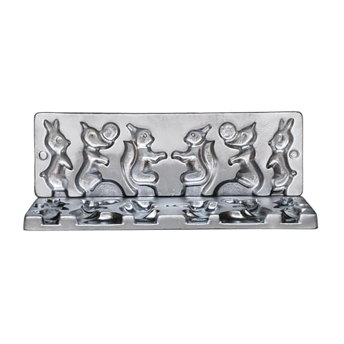 Cast Iron Candy Lollipop Mold Form with Kolobok, Fox, and Little Bunny Shapes Durable Metal Mould for Making Sweet Treats, Chocolates & Crafts