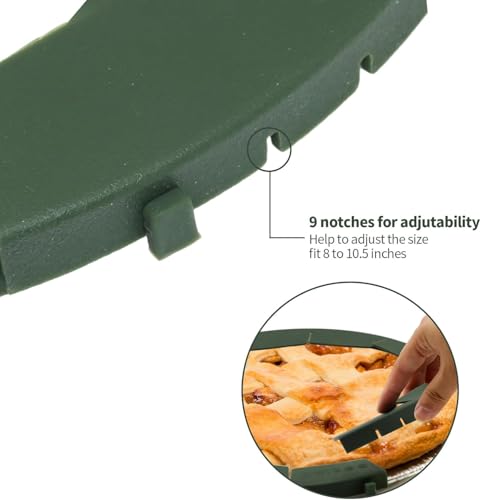 Silicone Pie Crust Shield Edge Protector Adjustable Fit 8-10.5 Inch Pie Pan - color: Dark Green