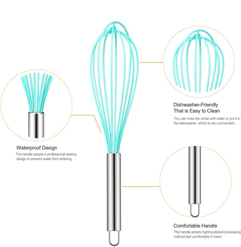 Webake Silicone Whisk Large Medium Small and Mini Whisk Set of 4, Heat Resistant Non-scratch Coated Kitchen Whisks for Cooking Nonstick Cookware, 4 Color Balloon Egg Wisk - size: Whisks