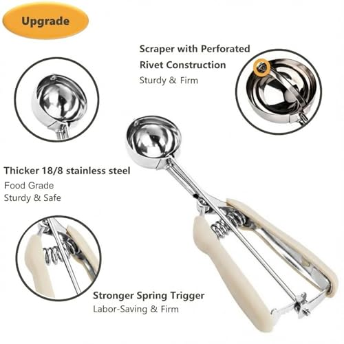 #20 Cookie Scoop, 3Tbsp/45ml/1.5oz Cookie Scoops for Baking, Cupcake Scoop - color: White, size: #20/3 Tbsp