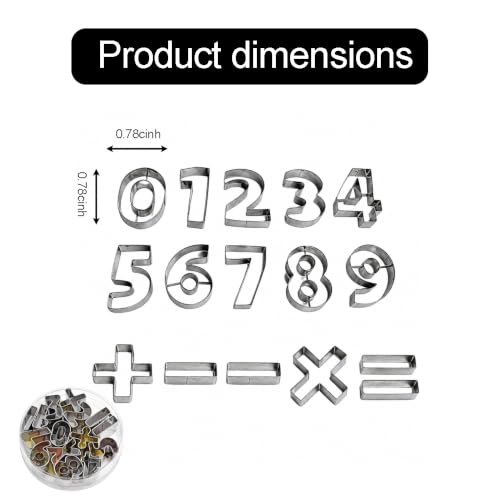 15PCS Number Cookie Cutters Set, Stainless Steel Math Symbol Cutters