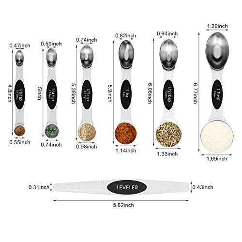 Aovchei 7 PCS Black Magnetic Measuring Spoons Set - size: 7pcs-black