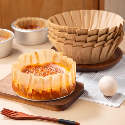 50pcs Disposable Parchment Paper Basques Cupcake Liners Cake Pan Liner Oilproof Wrap Paper for Cheesecake,Basques,Oven, Air Fryer (8inch) - color: Natural, size: 8inch