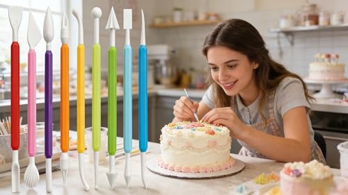 Fondant Sculpting Tool Set, 9-Piece Plastic Cake Decorating Pens