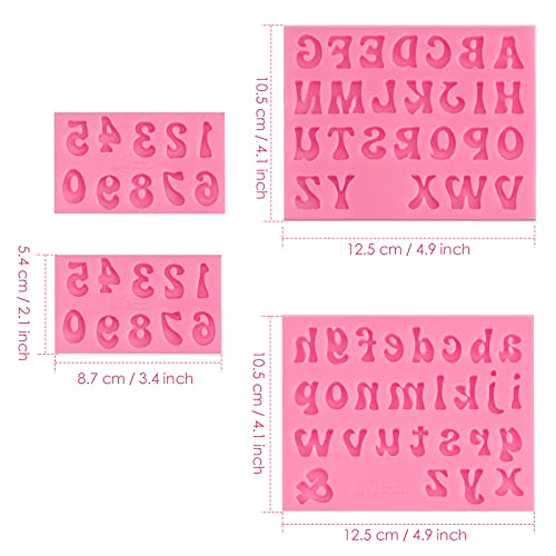 JOERSH Silicone Letter Fondant Molds, 4Pcs - style: Letter & Number