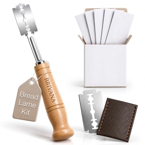 Bread Lame for Sourdough, Beech Wood Bread Scoring Tool with Protective Cover and 5 Replacement Blades