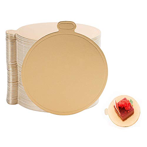 100-Pack Mini Cake Base Boards, Gold Mousse Cake Cardboard Set