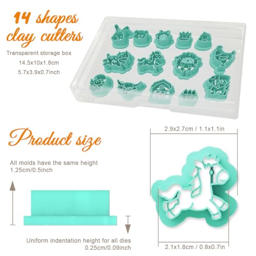 ORIGACH 14 Pcs Farm Animal Clay Cutters Set - style: Farm Animals