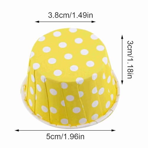 100Pcs Polka Dot Baking Cups, Mini Muffin Cupcake Liners (Yellow) - color: Yellow