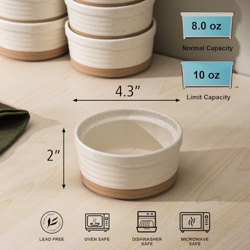 Frewinky Ceramic Ramekins 10 oz Set of 6 for Creme Brulee and Souffle Cups - size: 10oz