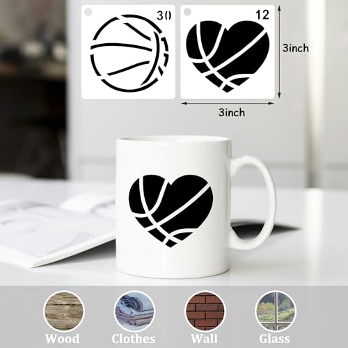 60 Pcs Small Sport Stencils for Painting-3 Inch Reusable Small Soccer Basketball Stencils Sport Stencil for Cookie Rock Sport Theme Cake DIY Crafts - color: Small Sport(60Pcs)