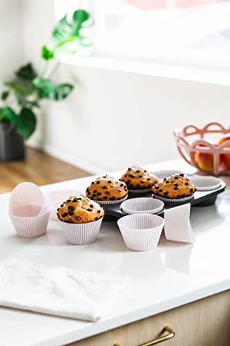 The Silicone Kitchen Reusable Silicone Baking Cups, Non-Toxic, BPA Free, Dishwasher Safe, Jumbo, 12 Pack, Designer White - size: Jumbo