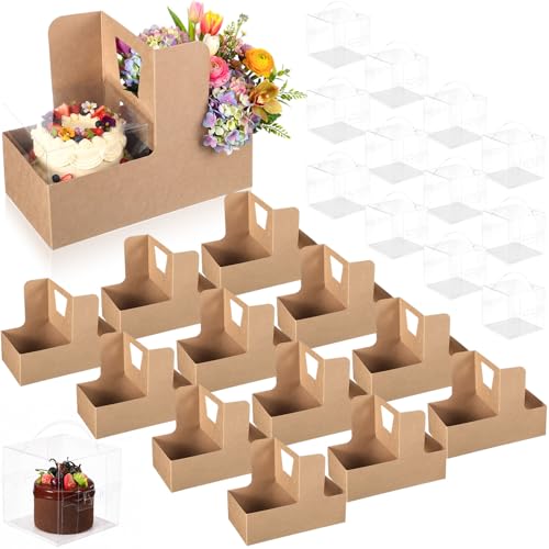 Qinyoung 12 Sets Wedding Cake Gift Boxes with Handles(Classic, Kraft Brown) - color: Kraft Brown