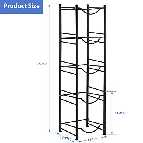 smusei 5 Gallon Water Bottle Holder - 5 Tier Detachable Cooler Jug Holder Storage Rack - Heavy Duty Gallon Jug Organizer for Home, Kitchen, Office, Breakroom - Black - size: 5 Tier
