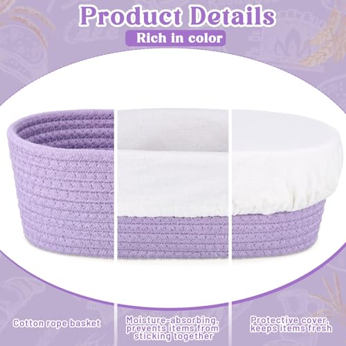 2 Pcs Banneton Bread Proofing Basket with Liners, Purple - color: Purple