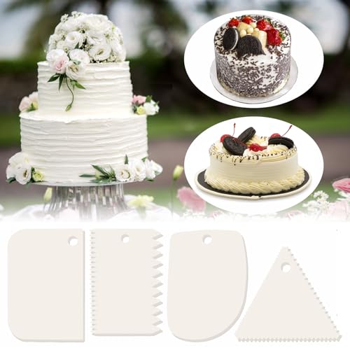 Cake Scraper, 6 Pcs Cake Smoother Scraper, Dough Scraper White - color: White