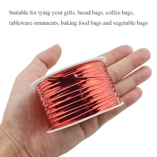 HAHIYO 100Yards/300Feet/91M Red Metal Twist Ties Bread Candy Coffee Bag Ties Plant Garden Twist Ties for Cellophane Treat Bag Gift Wraping Bag Plastic Bag Halloween Party Cake Present Art Craft - color: Red, size: 100Yards/300Feet/91M