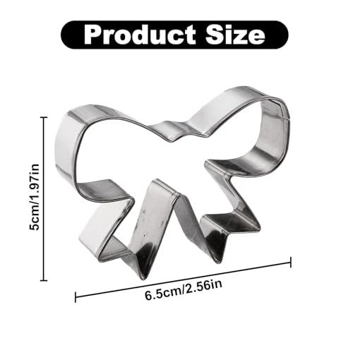3pcs Bow Cookie Cutters Set, 2.56x1.97in Mini Stainless Steel Bow Shape Biscuit Cutters for Birthday Party Baby Shower DIY Craft Baking Supplies